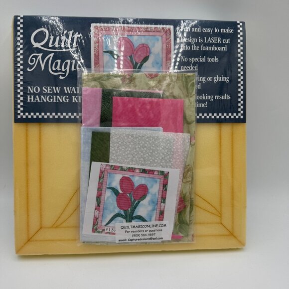 Quilt no sew wall hanging kit #137 Three tulip foam pre cut 11.5x11.5 - Picture 1 of 7